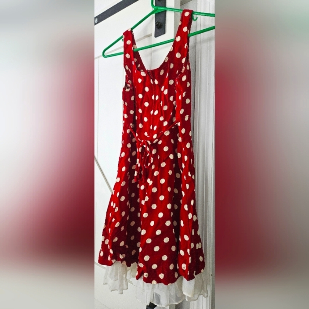๐NWOT Rare Betsey Johnson Red High Low Dress with White Polka Dots Size S๐ - Picture 2 of 6